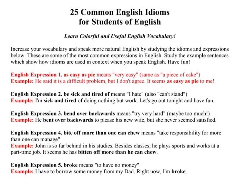 Idioms thông dụng