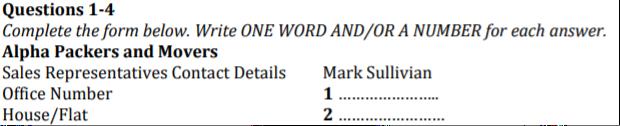 gap fill question