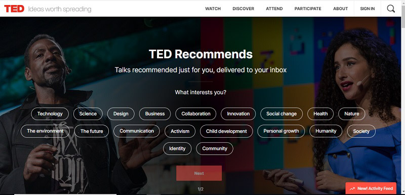 hoc tieng anh online ted