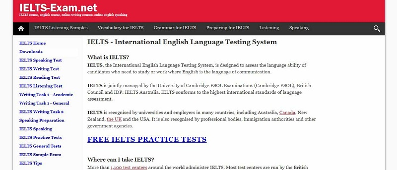Giao dien Website IELTS