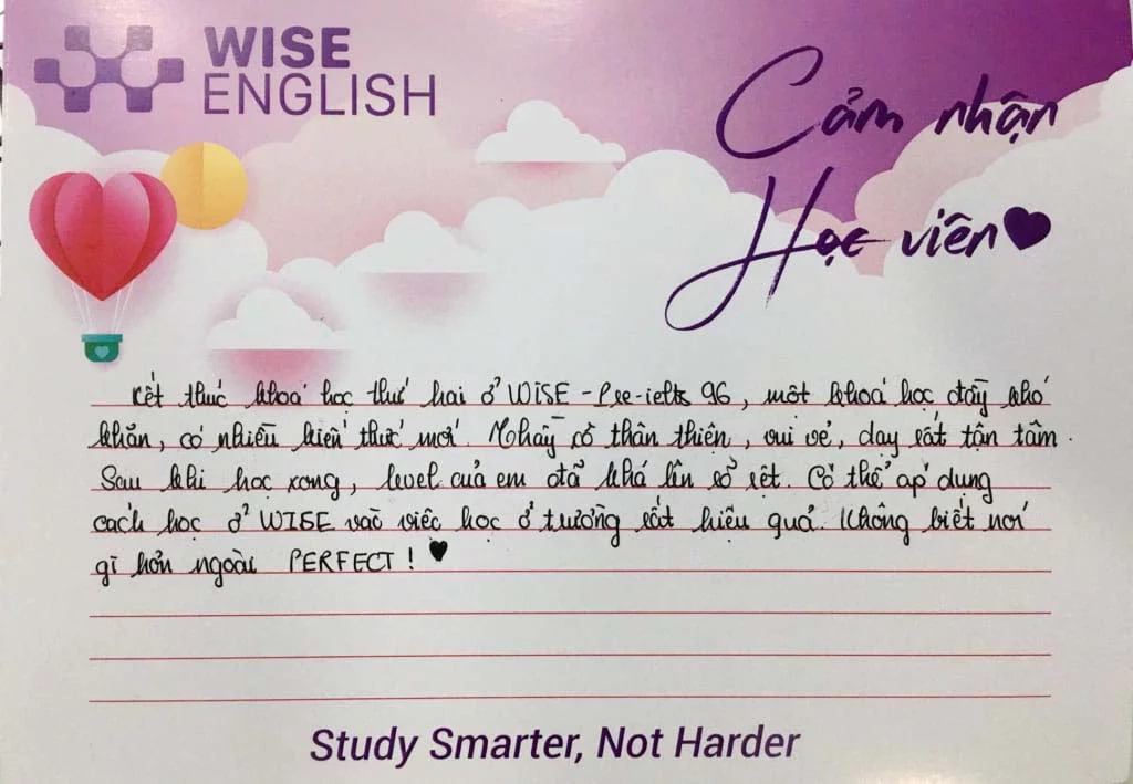 cảm nhận học viên wise english