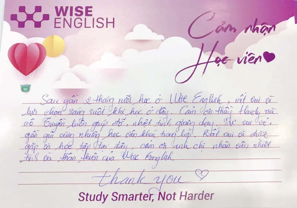 cảm nhận học viên wise english