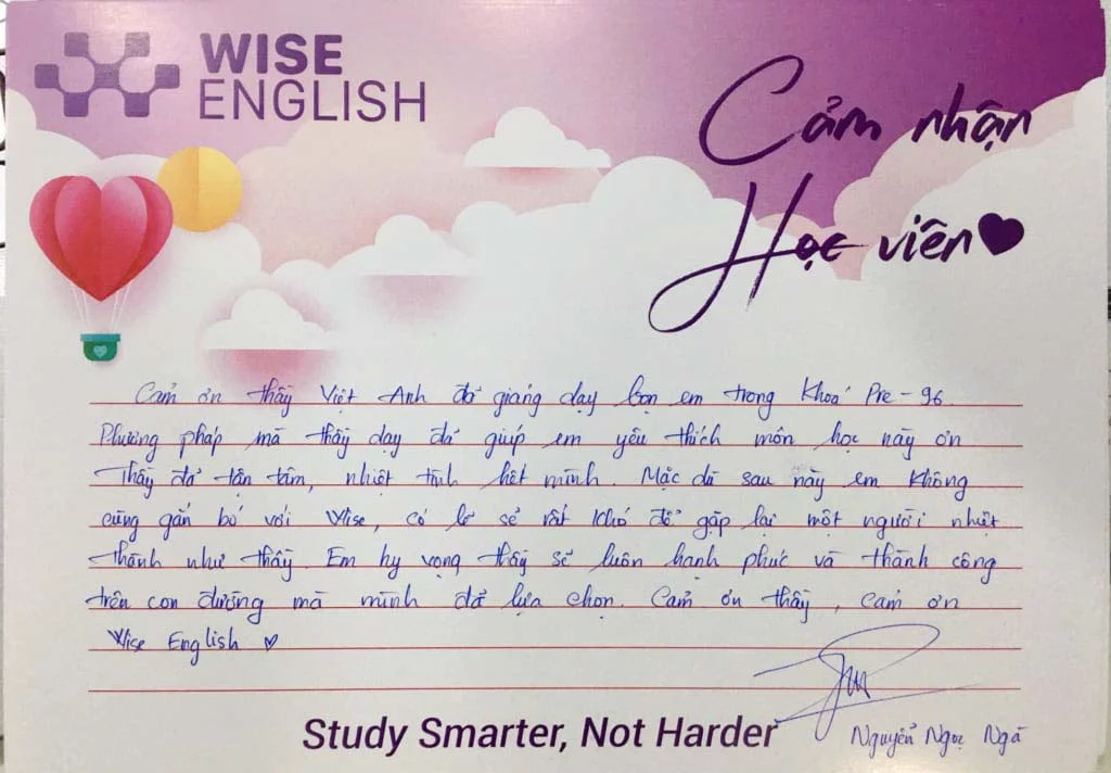 cảm nhận học viên wise english