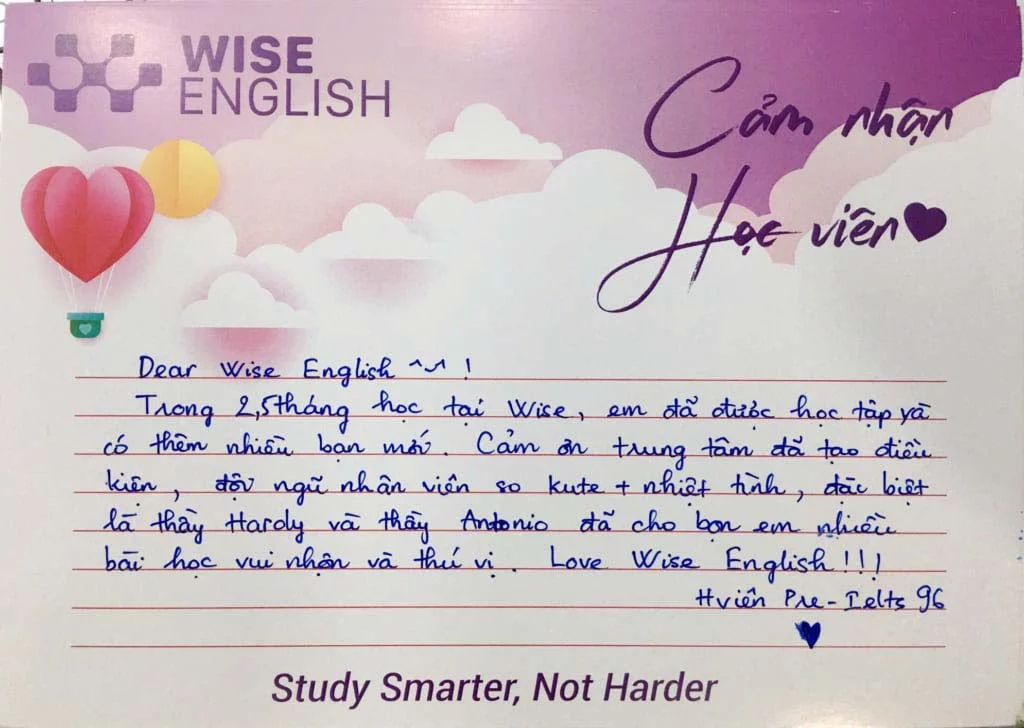cảm nhận học viên wise english