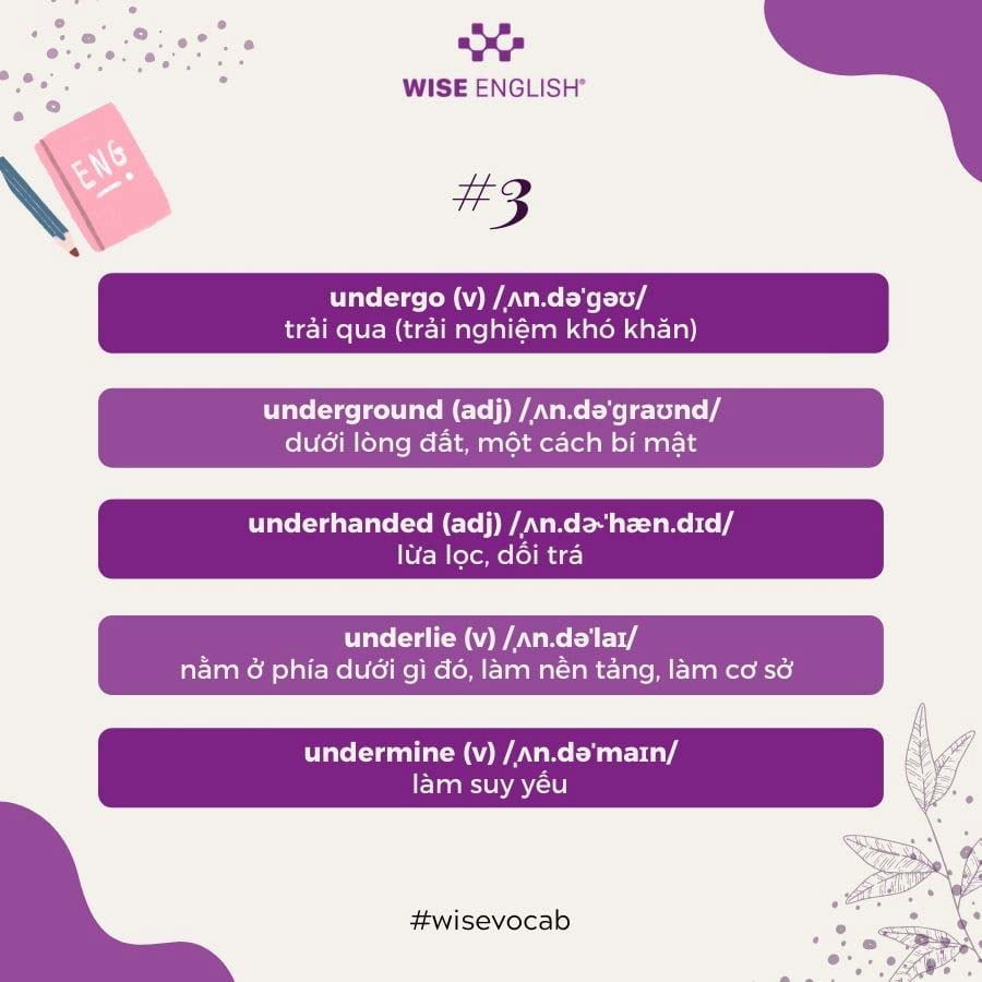 Từ vựng tiếng Anh có chứa từ "under" Từ vựng tiếng Anh có chứa từ "under"