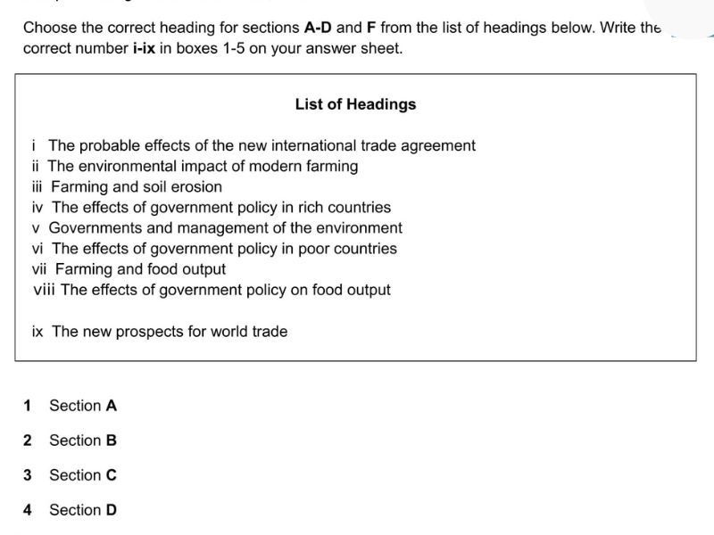 Tổng hợp đề thi IELTS Reading kèm đáp án chi tiết 3 Matching Heading Questions