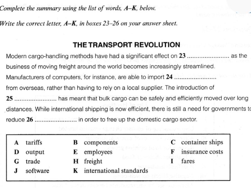 Tổng hợp đề thi IELTS Reading kèm đáp án chi tiết 11 Summary Completion