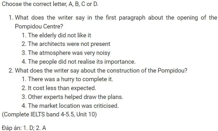 Multiple Choice Reading