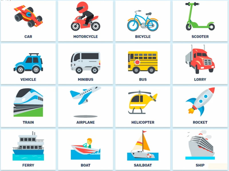 Học tiếng anh cho trẻ em theo chủ đề phương tiện giao thông 