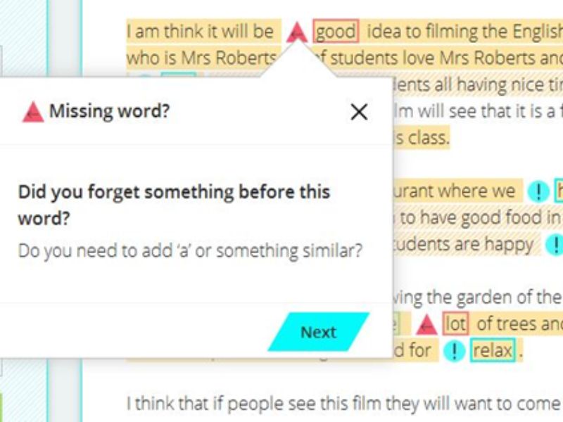 Câu hỏi gợi ý tại Write and Improve with Cambridge