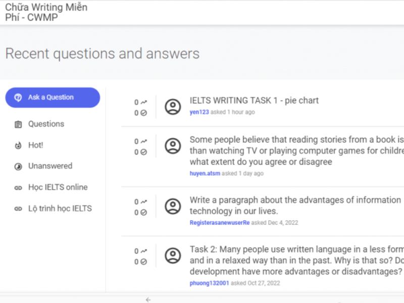 Website chữa bài writing miễn phí