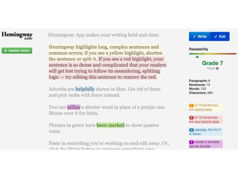 15 website luyện Writing hữu ích giúp bạn nâng band IELTS nhanh chóng 13 Hemingway App