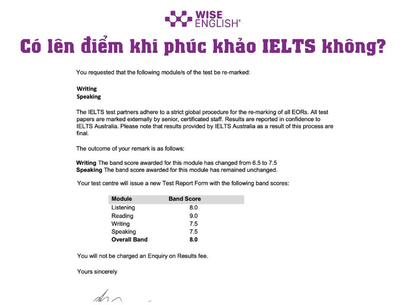 Có lên điểm khi phúc khảo IELTS hay không