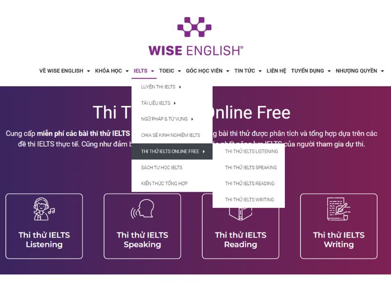 Top 6 website cung cấp đề thi thử IELTS Online miễn phí 2024 3 WISE ENGLISH