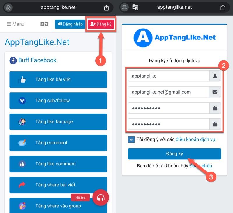 Mua Tim Tiktok UY TÍN - GIÁ RẺ tại AppTangLike.NET 5 Đăng kí tài khoản
