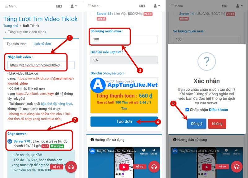 Mua Tim Tiktok UY TÍN - GIÁ RẺ tại AppTangLike.NET 9 Các bước tạo đơn mua tim tiktok tại AppTangLike.Net