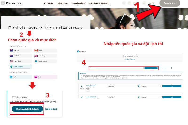 Thi chứng chỉ PTE ở đâu? Hướng dẫn cách xem lịch thi và đăng ký thi PTE chi tiết cho phụ huynh (A-Z) 2 Hướng dẫn cách xem lịch thi chứng chỉ PTE ở đâu