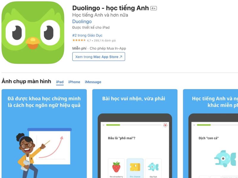 App học từ vựng tiếng anh cho bé