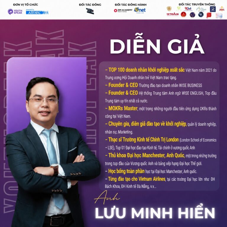 Anh Lưu Minh Hiển – Nhà sáng lập & Giám đốc điều hành (CEO) của WISE English