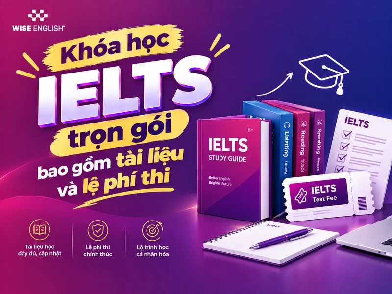 Khóa học IELTS trọn gói bao gồm tài liệu và lệ phí thi